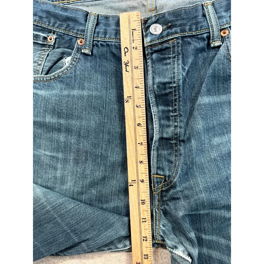 Levi's 501 Jeans Mens 38x32 Blue Denim Cotton Dark Wash Button Fly Straight Leg